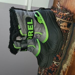 Snow Commander Snow Boot Black Lime Green Faux Fur Collar Toddler 10